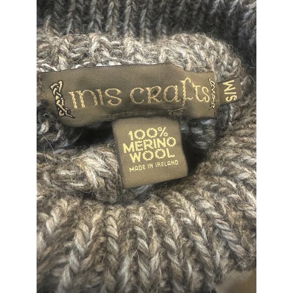 Inis Crafts 100% Merino Wool Poncho Sweater Cape Fringe Brown Irish Made S/M - Picture 9 of 16